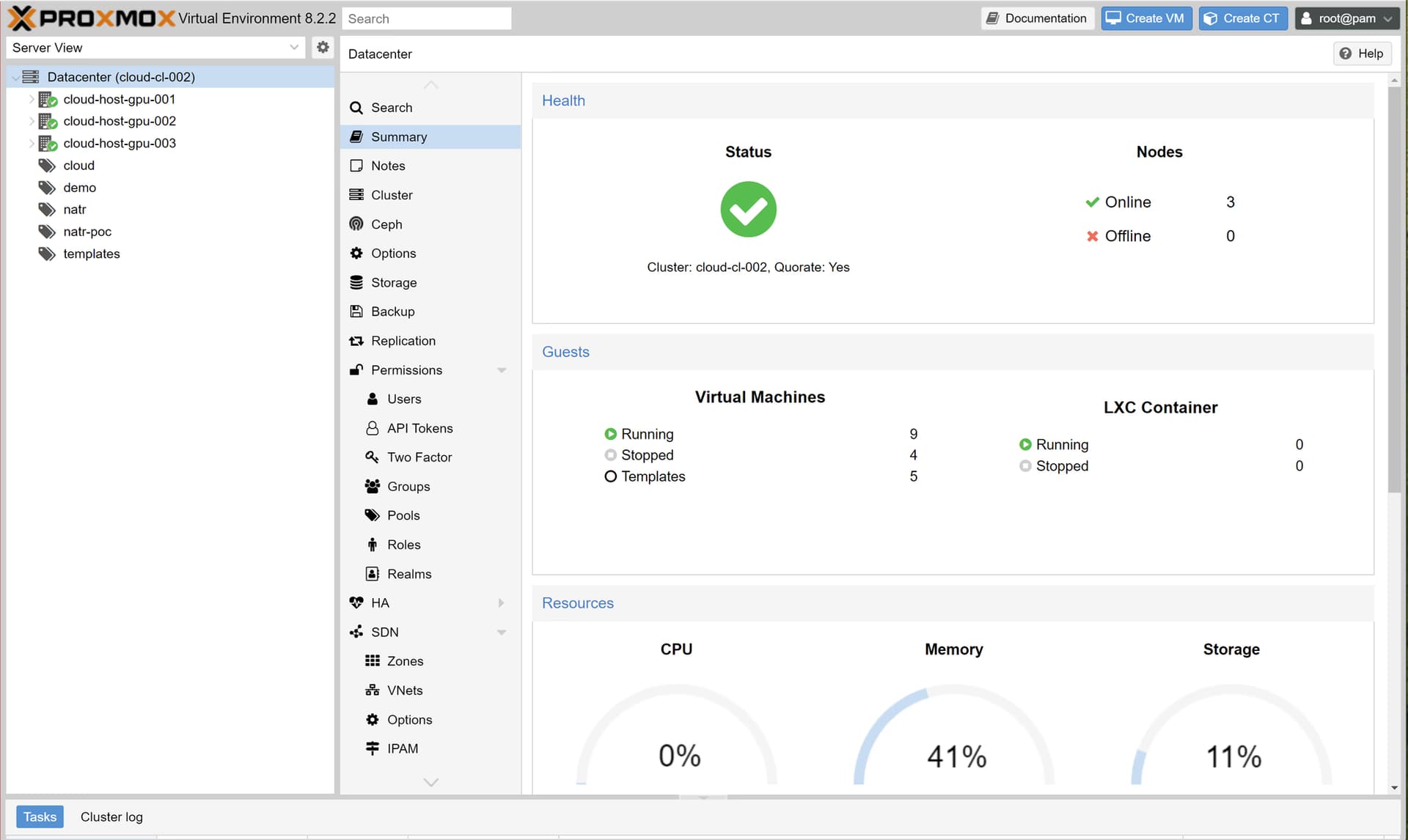Proxmox Management Webinterface